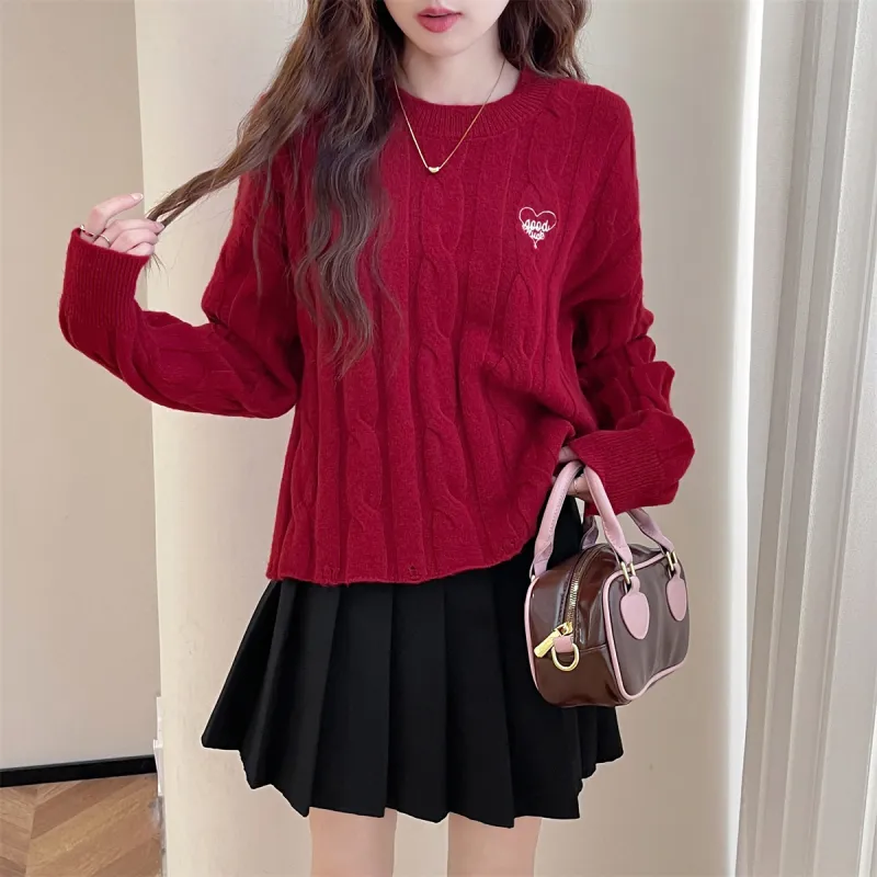Tonlion Sweater Women's Dark Red-1