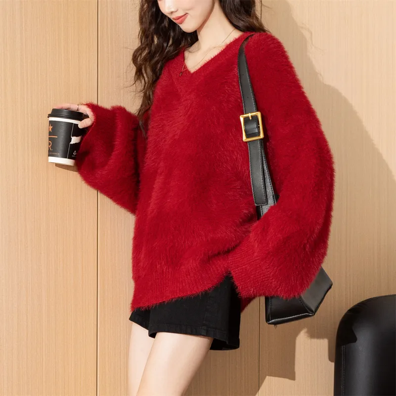 Tonlion Sweater Women's Dark Red-2