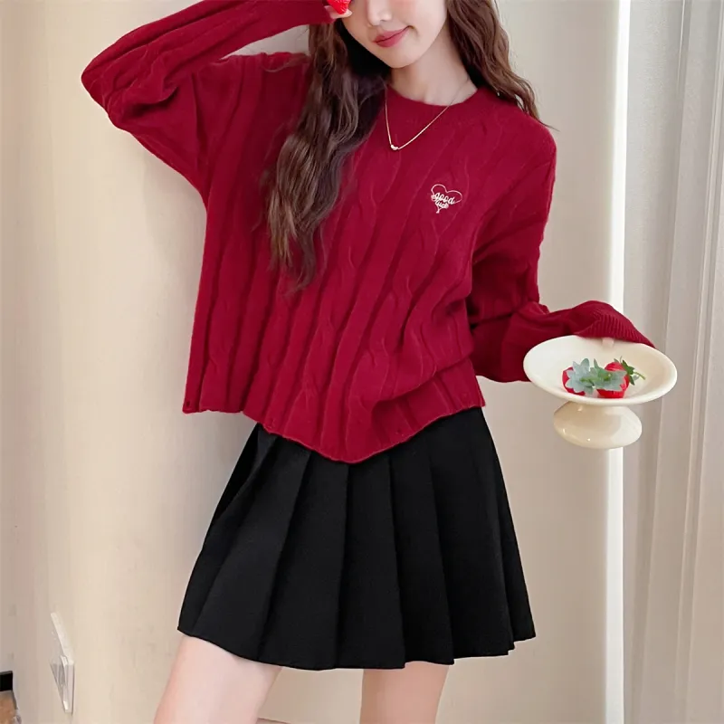Tonlion Sweater Women's Dark Red-2