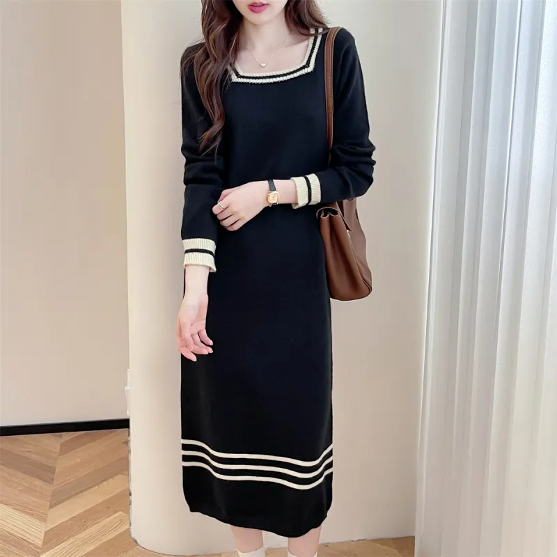 Tonlion Long Sleeved Dresses Women's Black-1
