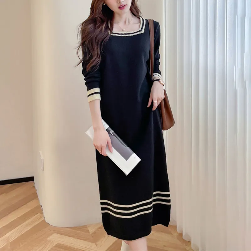 Tonlion Long Sleeved Dresses Women's Black-4