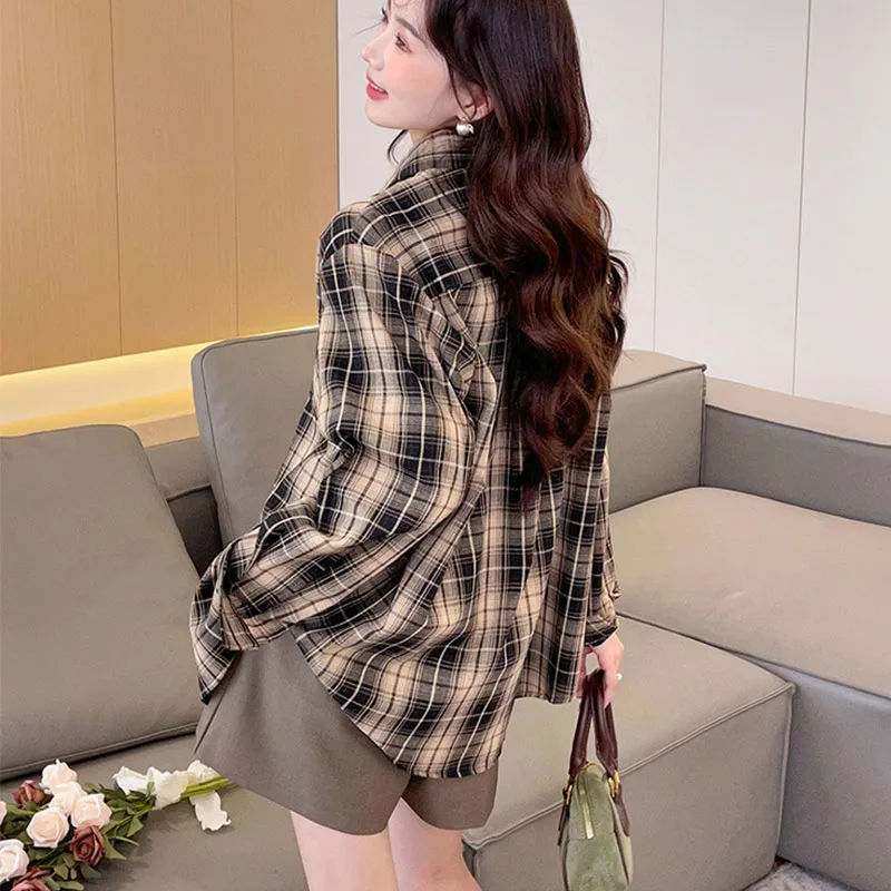 Tonlion Shirt Women's Yellow Black Plaid-5