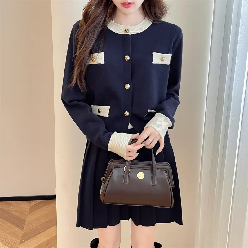 Tonlion Skirt Set Women's Navy Blue-2