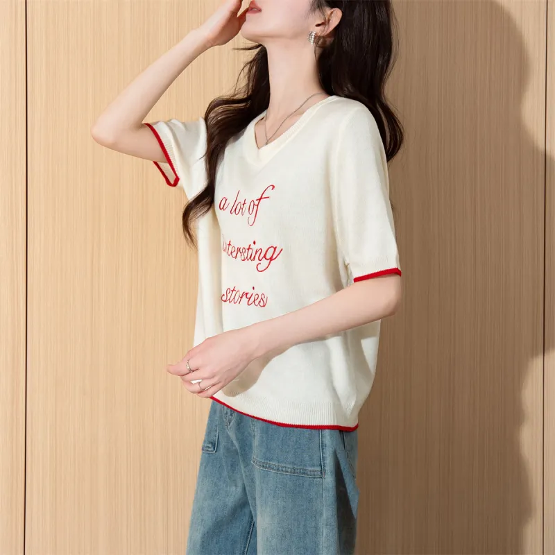 Tonlion T Shirts Women's Ecru-4