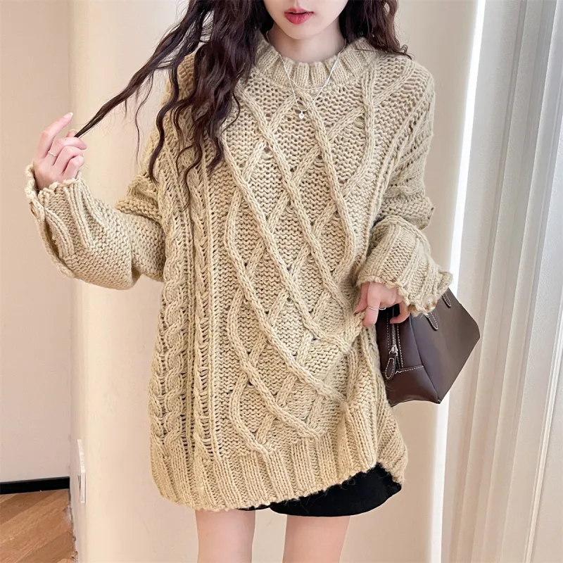 Tonlion Sweater Women's Yellow Khaki-1
