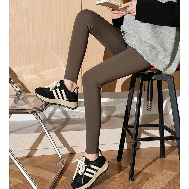Tonlion High Rise Casual Pants Women's Dark Coffee-6