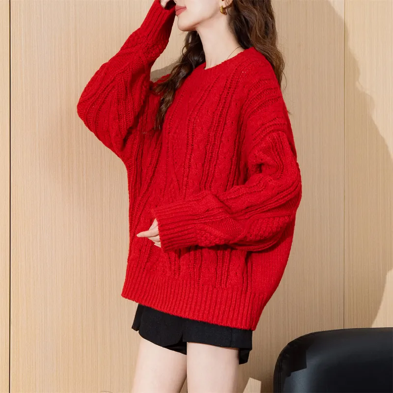 Tonlion Sweaters Women's Dark Red-1