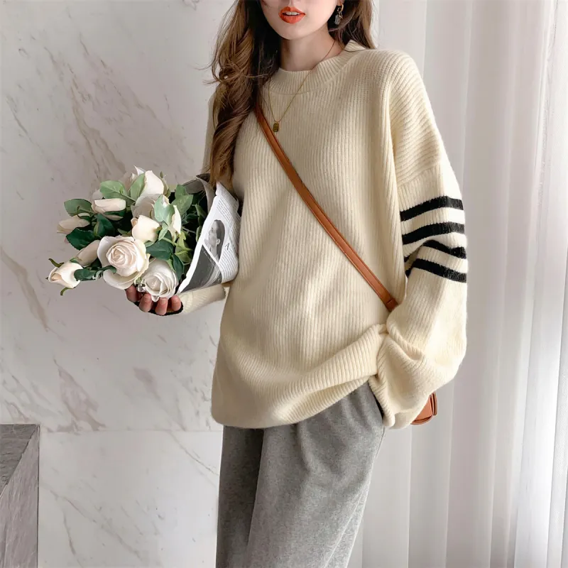 Tonlion Sweater Women's Milk White-2