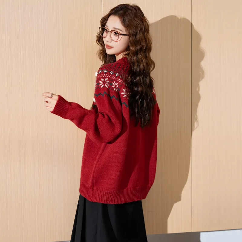 Tonlion Sweater Women's Burgundy-6