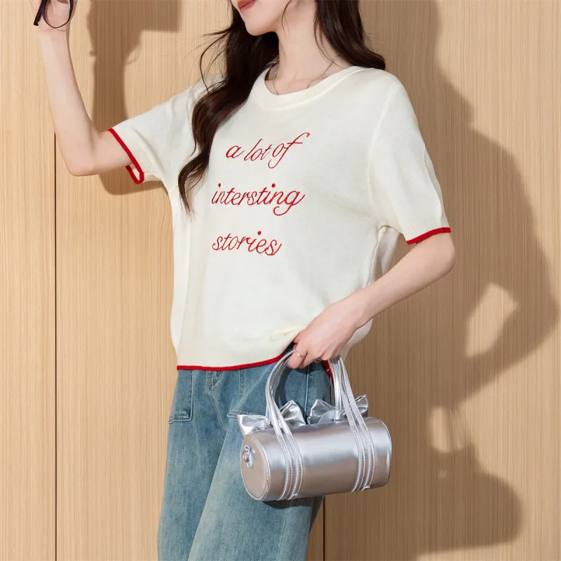 Tonlion T Shirts Women's Ecru-2