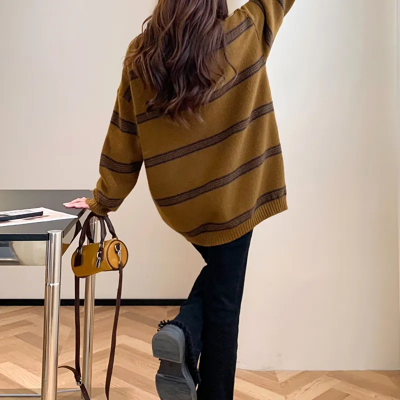 Tonlion Sweaters Women's Brown-5