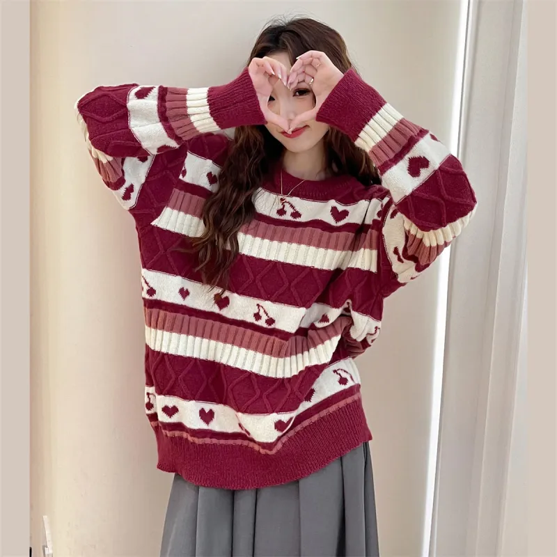 Tonlion Sweaters Women's Red-1