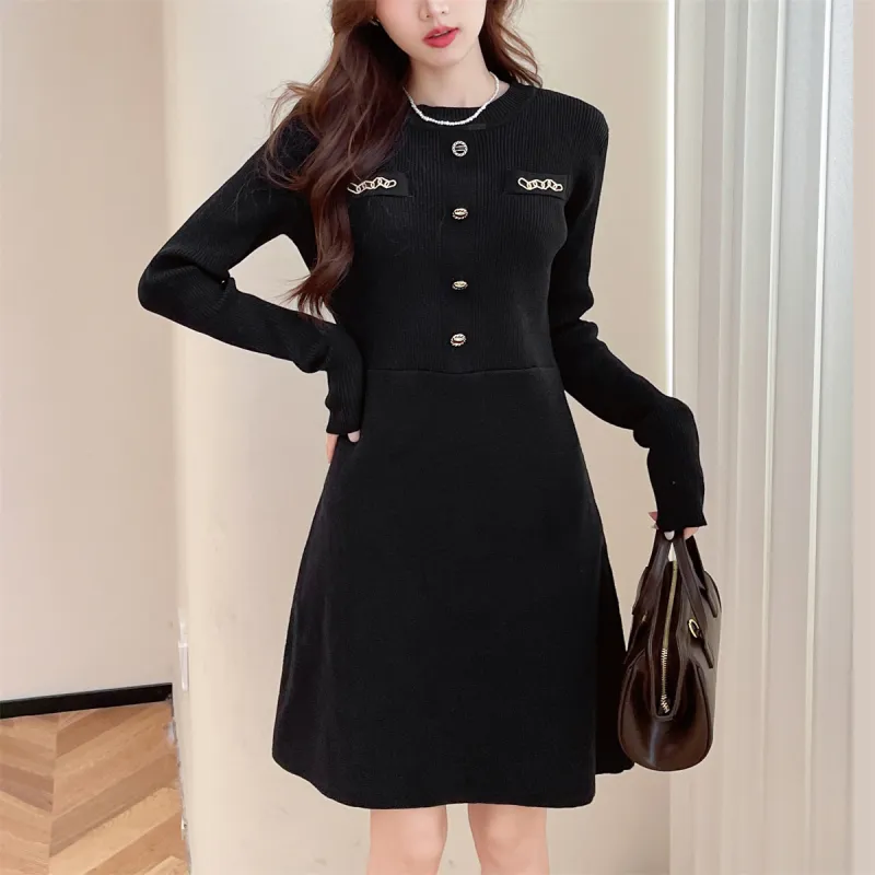 Tonlion Long Sleeved Dresses Women's Black-1