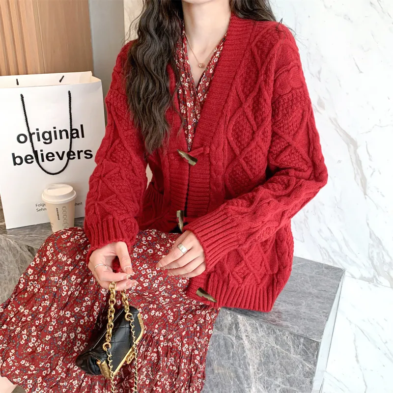 Tonlion Knitwear Women's Dark Red-2