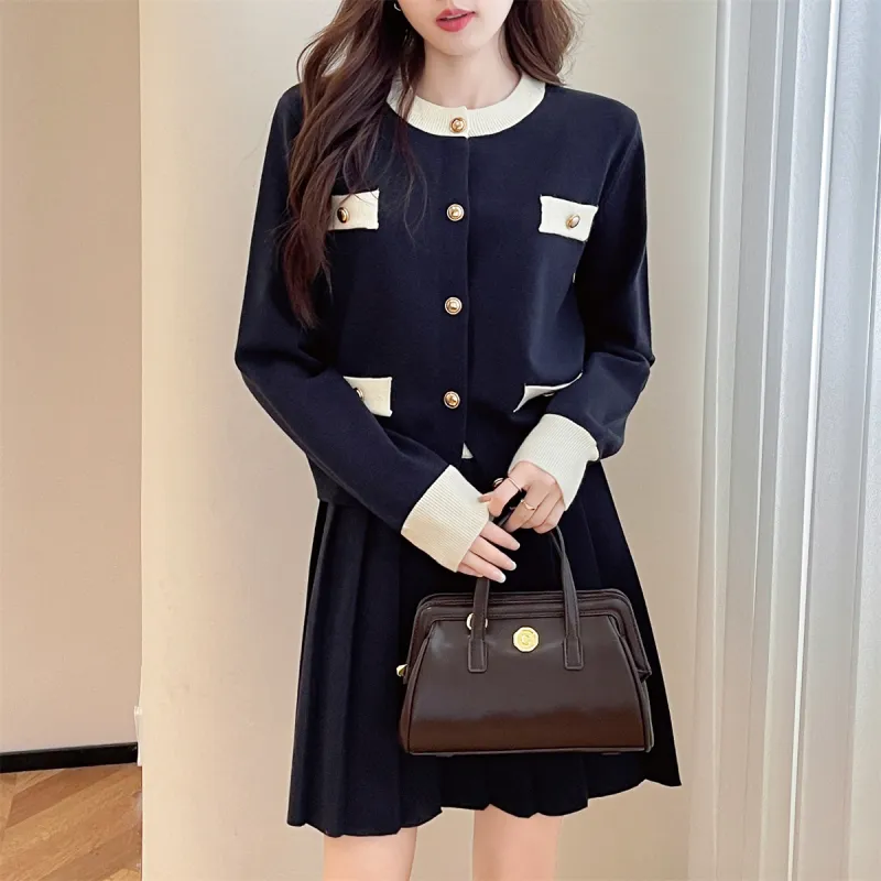 Tonlion Skirt Set Women's Navy Blue-4