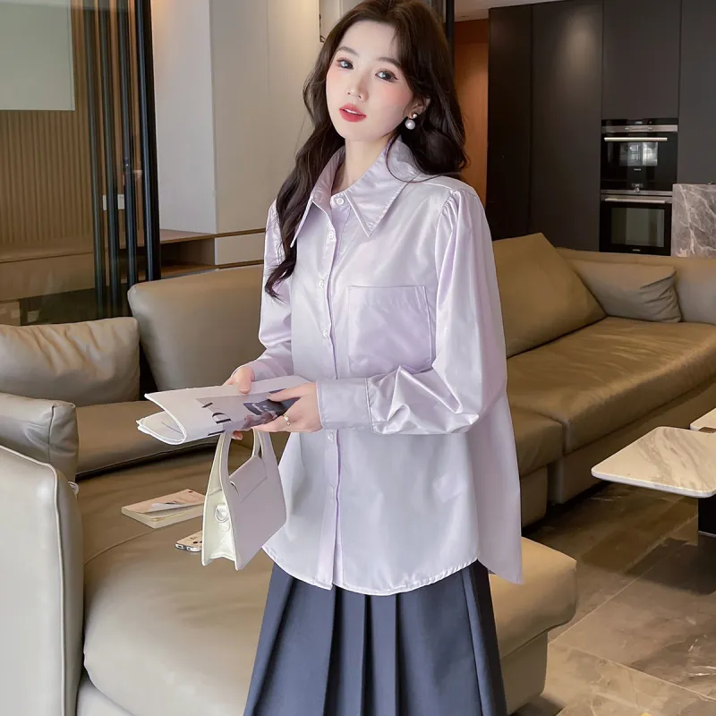Tonlion Shirt Women's Light Purple-4