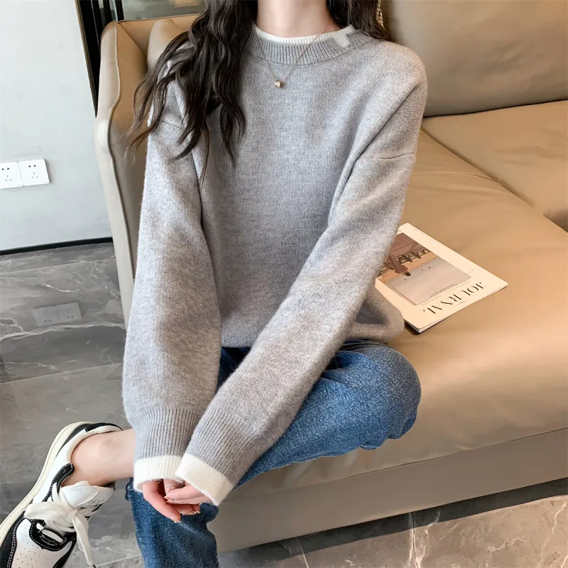 Tonlion Sweater Women's Light Gray-4