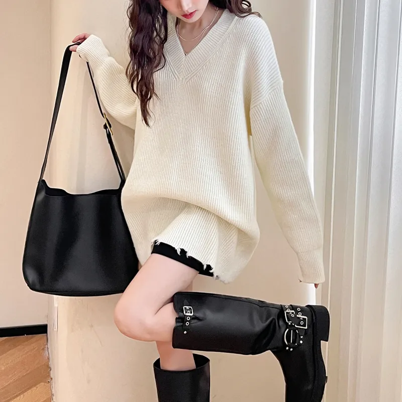 Tonlion Sweater Women's Milk White-4
