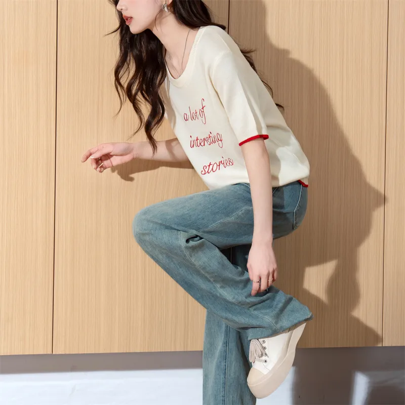 Tonlion T Shirts Women's Ecru-3