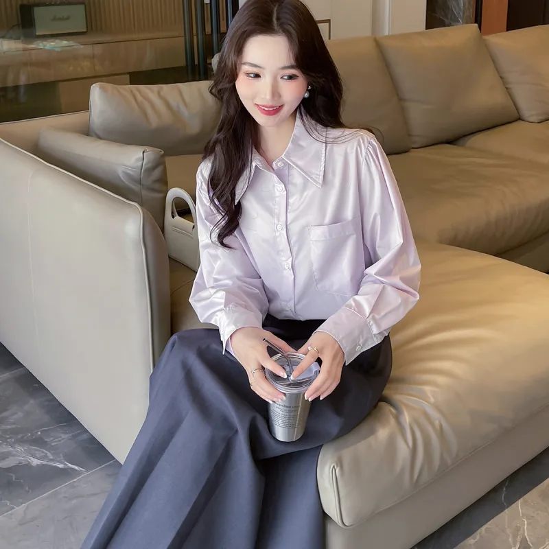 Tonlion Shirt Women's Light Purple-5
