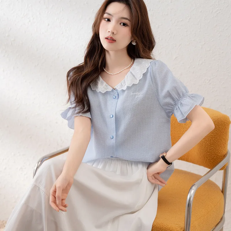 Tonlion Shirt Women's Light Blue-3