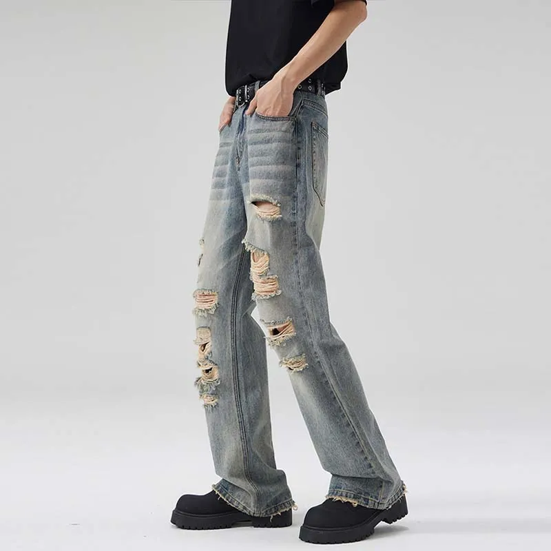 BLANC & ECLARE American Luxury Streetwear Hip Hop Distressed Heavyweight Ripped Jeans Men's-4