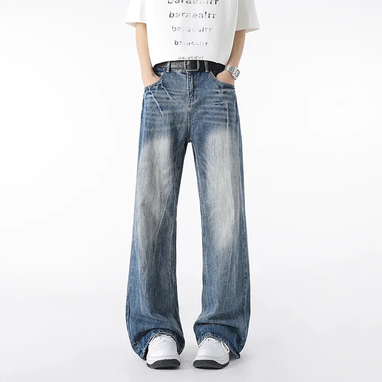 BLANC & ECLARE Casual Streetwear Straight Fit Washable Draped Trendy Mid Rise Cleanfit Jeans Unisex-12