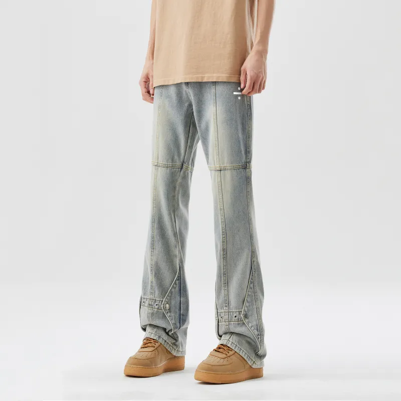BLANC & ECLARE Fitted Bootcut Casual Mid Rise Jeans Unisex-13