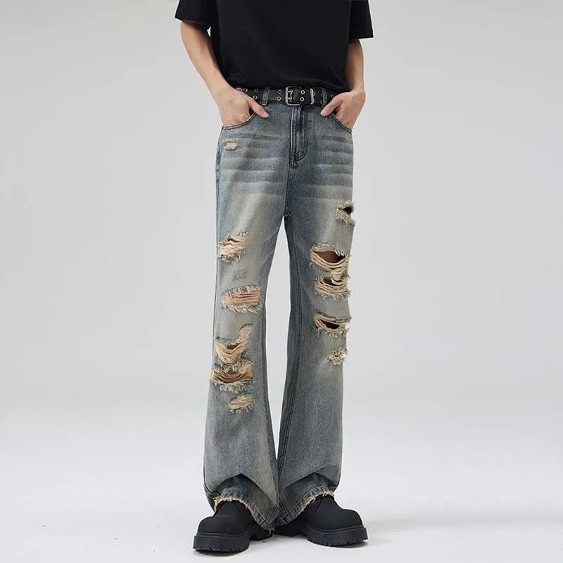 BLANC & ECLARE American Luxury Streetwear Hip Hop Distressed Heavyweight Ripped Jeans Men's-1