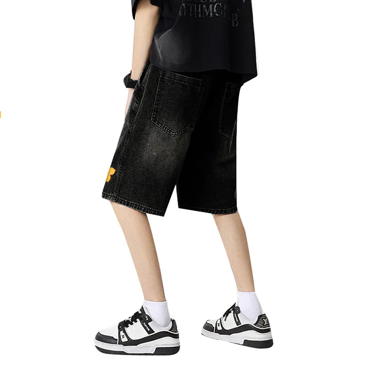 BLANC & ECLARE Comfortable Washed Denim Shorts Unisex-7