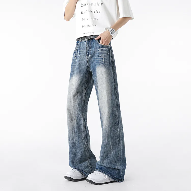 BLANC & ECLARE Casual Streetwear Straight Fit Washable Draped Trendy Mid Rise Cleanfit Jeans Unisex-10