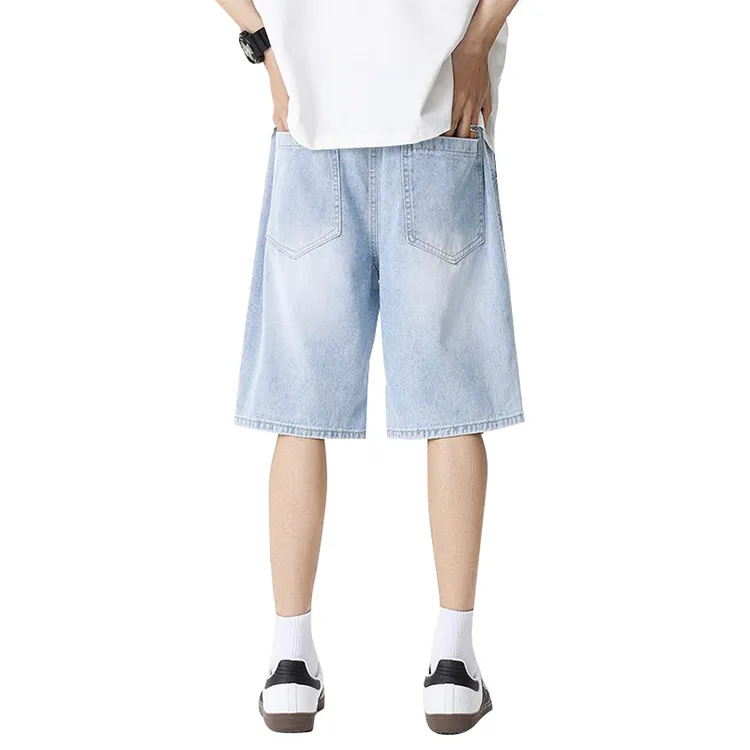 BLANC & ECLARE Comfortable Washed Denim Shorts Unisex-10