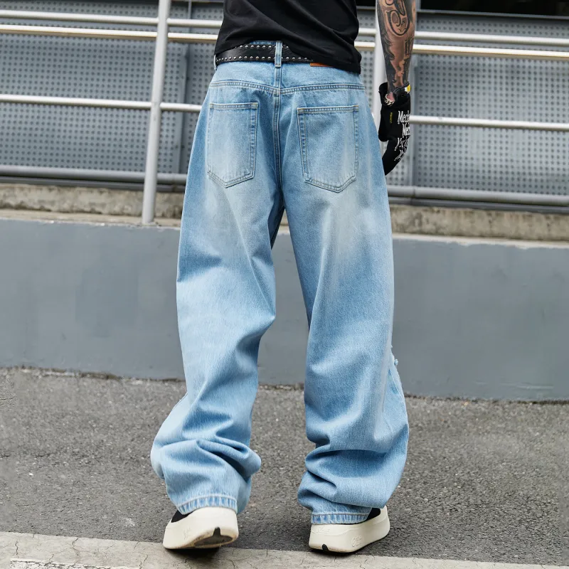 BLANC & ECLARE Cleanfit Draped Height Increasing Casual Loose Fit Jeans Unisex-4
