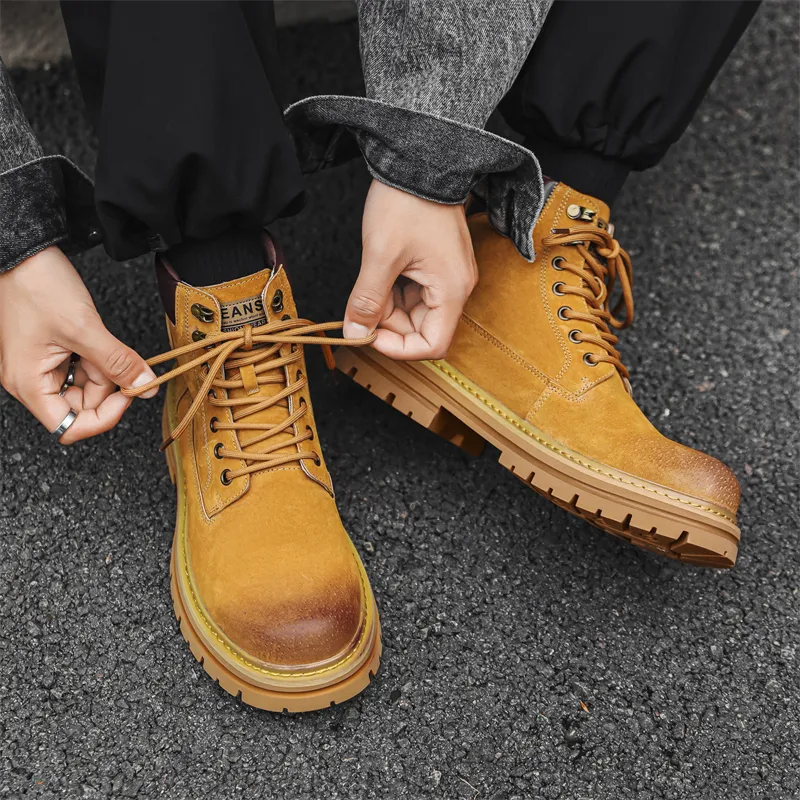 YUZHAOLIN Short Martin Boot Medium Heel Men's-2