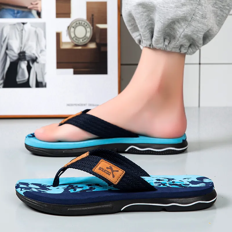 YUZHAOLIN Rubber Sole Abrasion Resistant Slip Resistant Flip Flops Men's-2