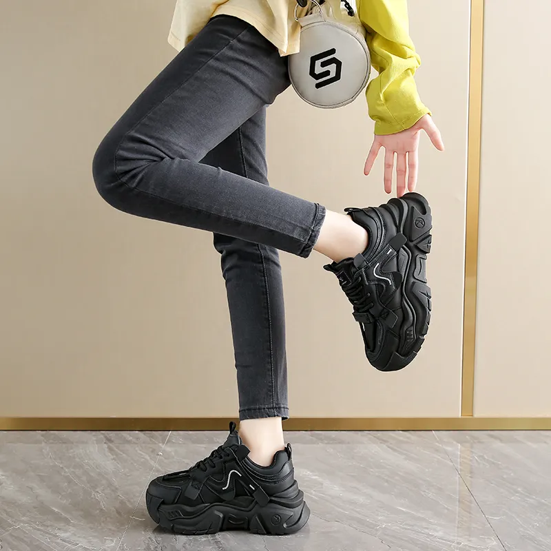 YUZHAOLIN Anti Slip And Wear Resistant Height Increasing Low Top Chunky Sneakers Women's-9