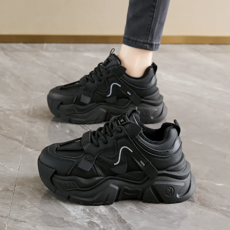 YUZHAOLIN Anti Slip And Wear Resistant Height Increasing Low Top Chunky Sneakers Women's-1