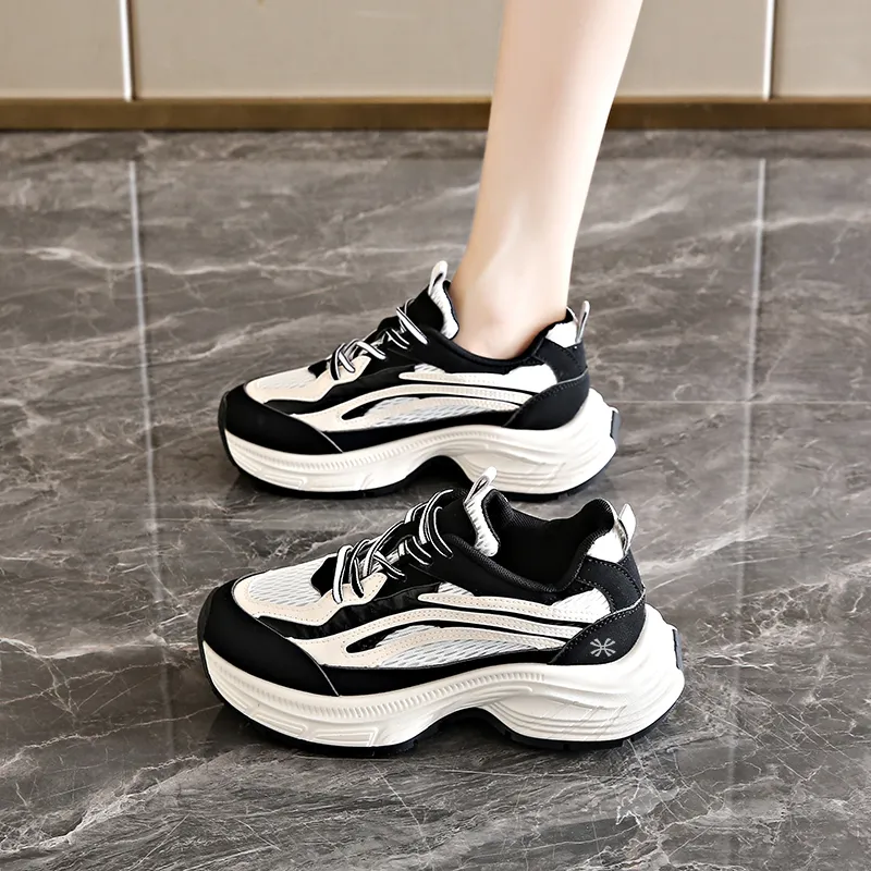YUZHAOLIN Anti Slip And Wear Resistant Height Increasing Low Top Chunky Sneakers Women's-8