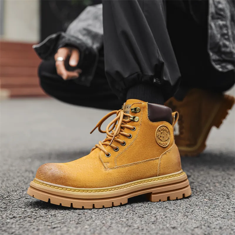 YUZHAOLIN Short Martin Boot Medium Heel Men's-5