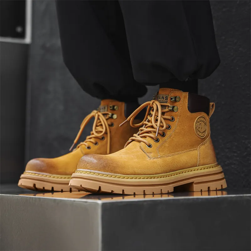 YUZHAOLIN Short Martin Boot Medium Heel Men's-3