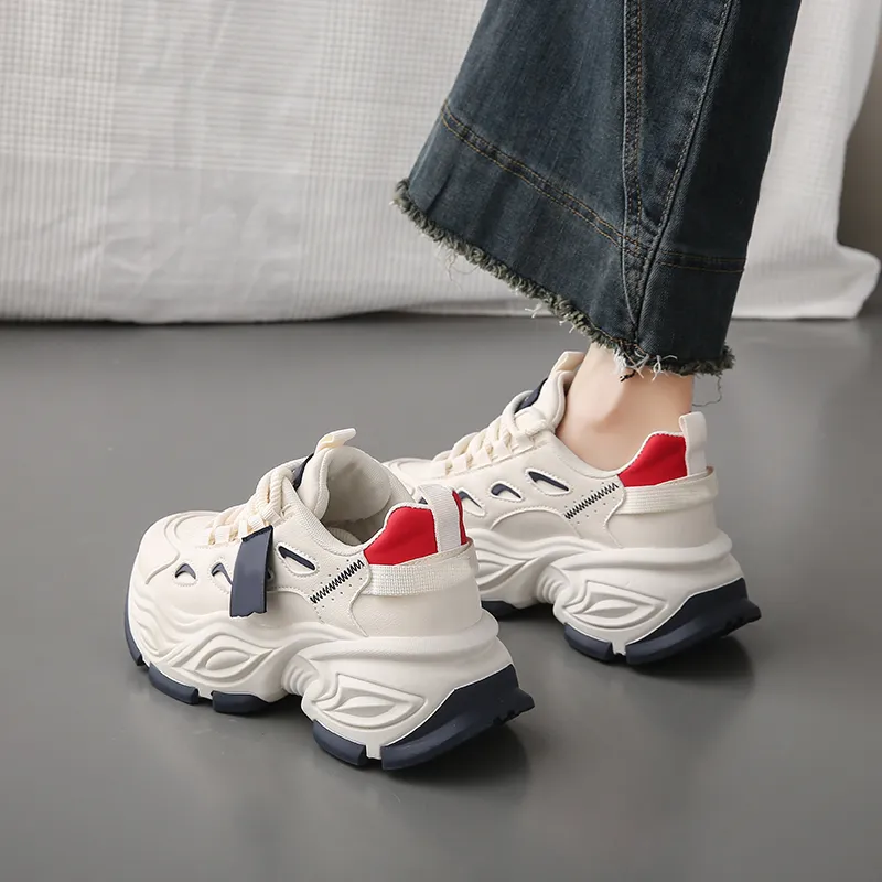 YUZHAOLIN Anti Slip And Wear Resistant Height Increasing Low Top Chunky Sneakers Women's-5