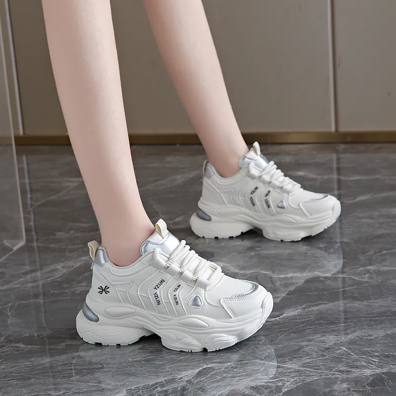YUZHAOLIN Anti Slip And Wear Resistant Height Increasing Low Top Chunky Sneakers Women's Box-3