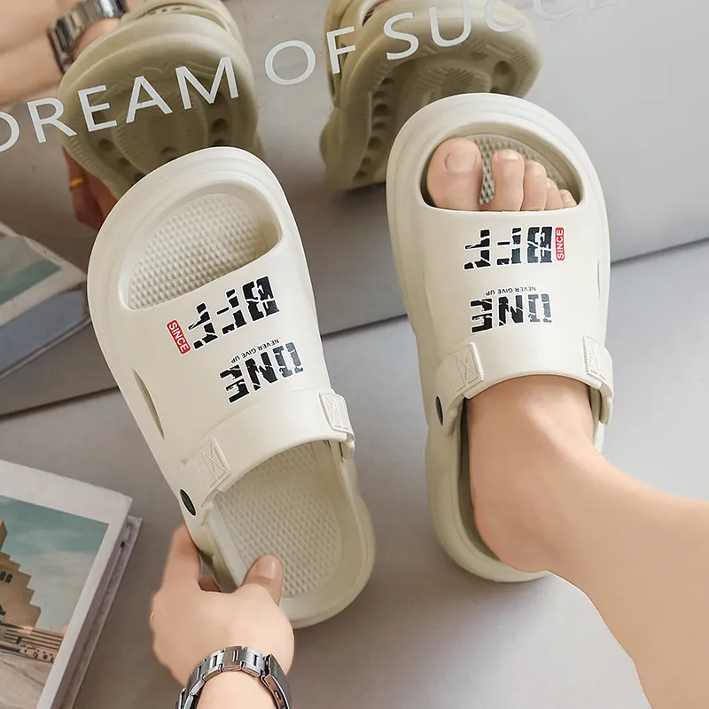 YUZHAOLIN Beach Sandals Unisex Black/Khaki-4