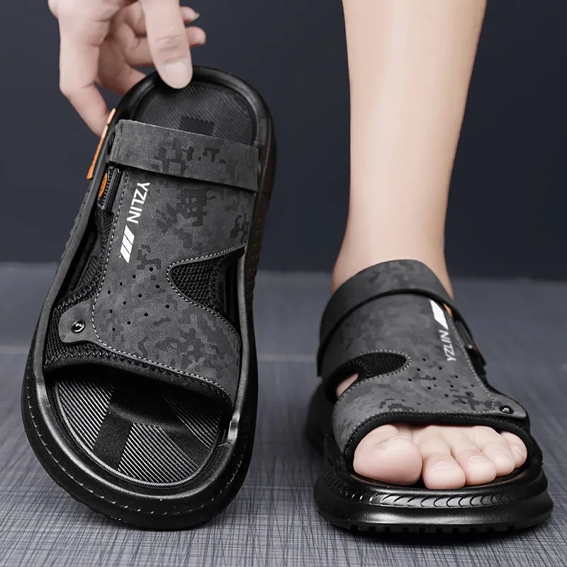 YUZHAOLIN Beach Sandals Men Black/Sand/Green-1