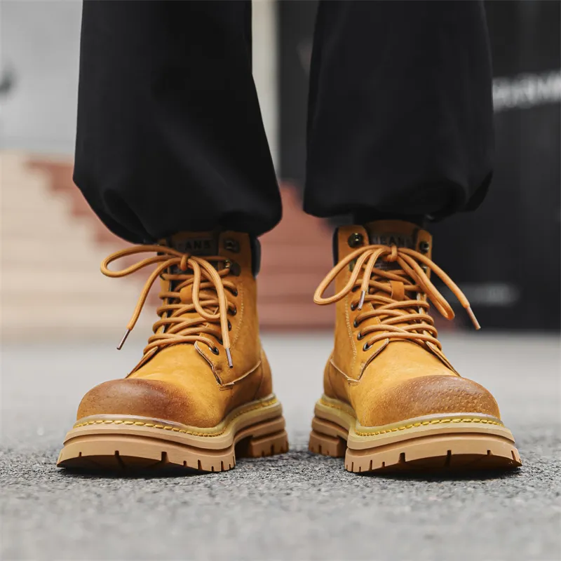 YUZHAOLIN Short Martin Boot Medium Heel Men's-4