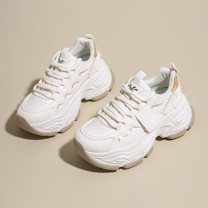 YUZHAOLIN Anti Slip And Wear Resistant Height Increasing Low Top Chunky Sneakers Women's-1