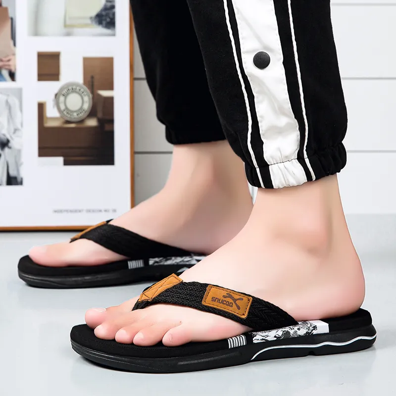 YUZHAOLIN Rubber Sole Odor Resistant Abrasion Resistant Slip Resistant Flip Flops Men's-1