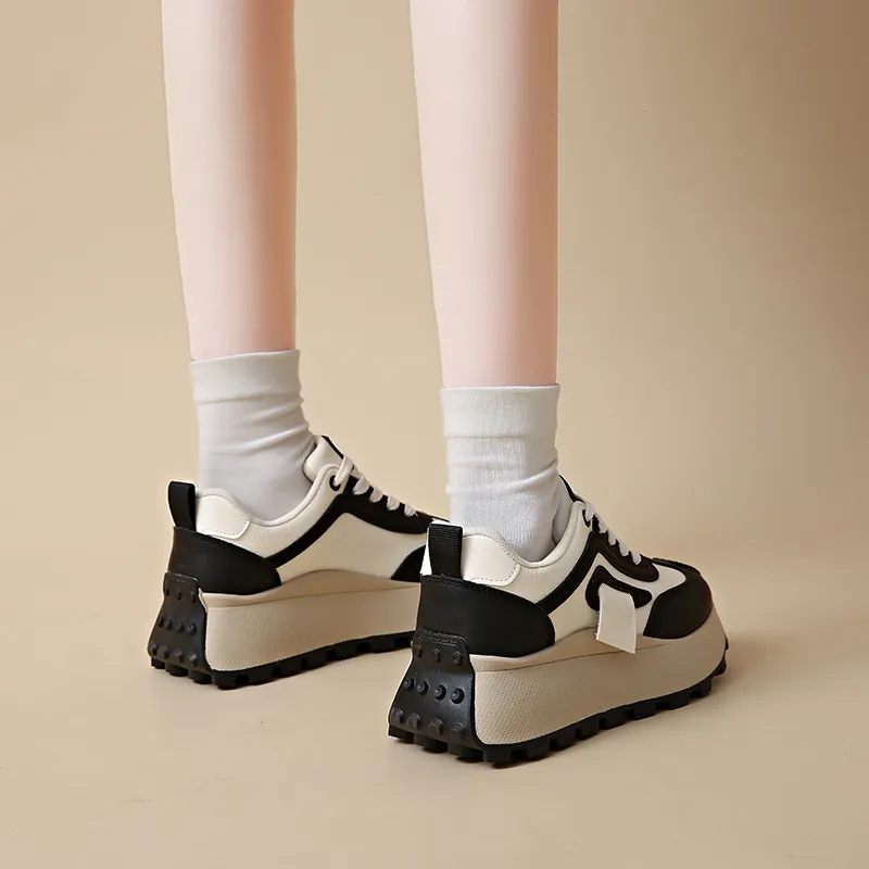 YUZHAOLIN Anti-Slip And Wear-Resistant Height Increasing Low-Top Chunky Sneakers Women's-2