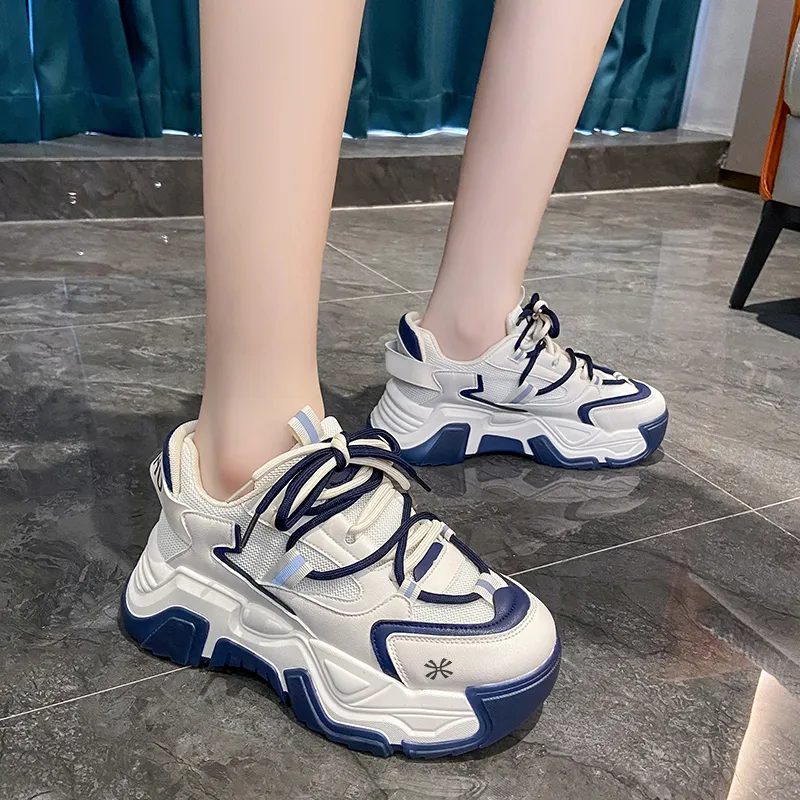 YUZHAOLIN Anti Slip And Wear Resistant Height Increasing Low Top Chunky Sneakers Women's-7