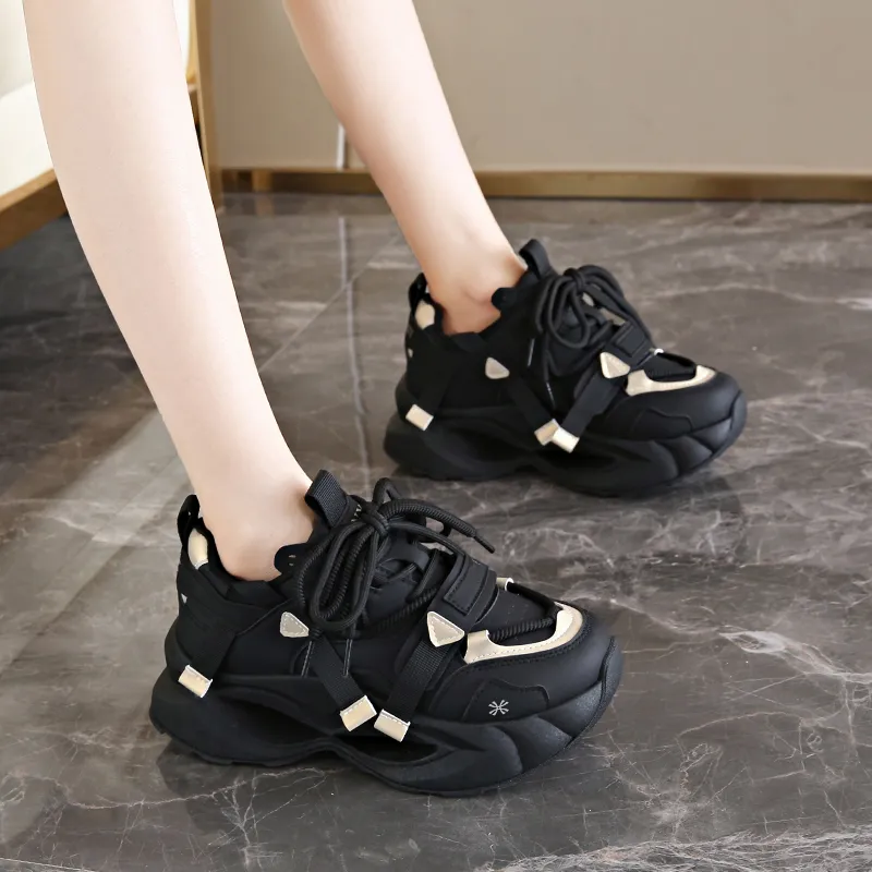 YUZHAOLIN Anti-Slip And Wear-Resistant Height Increasing Low-Top Chunky Sneakers Women's-1